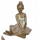 Ballerina figur siddende guld med lys kjole 17 cm