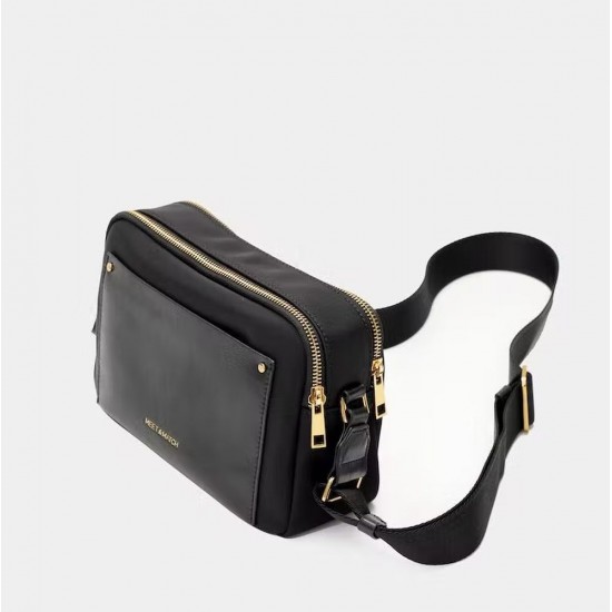 Crossbody bag sort med 2 rum H17cm