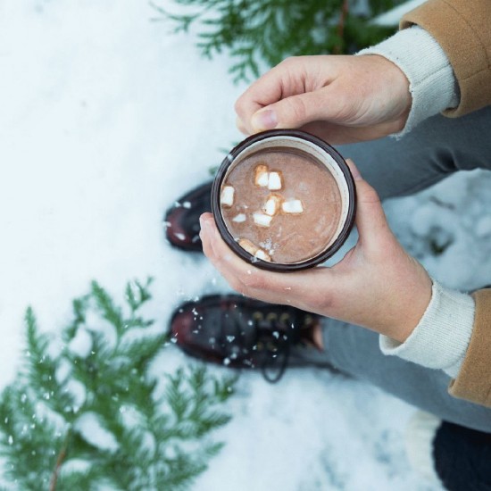 Luksus lys Chokolade pulver med små marshmallows 250g fra BARU til varm cacao lyseblå