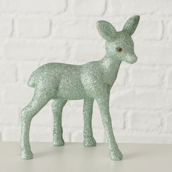 Bambi Par lysegrøn glitter H13cm