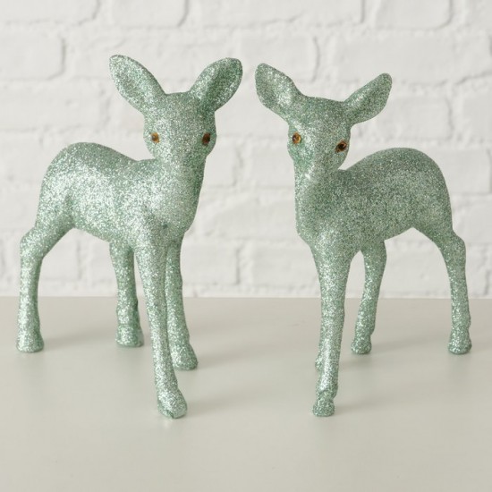 Bambi Par lysegrøn glitter H13cm