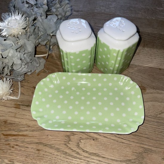 Spot Green Salt og Peber Med fad Greengate 