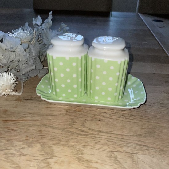 Spot Green Salt og Peber Med fad Greengate 