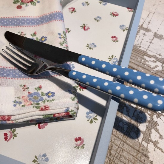 Gratis Palet & 24 dele Bestik til 6 Personer Light Blue Polka Dots