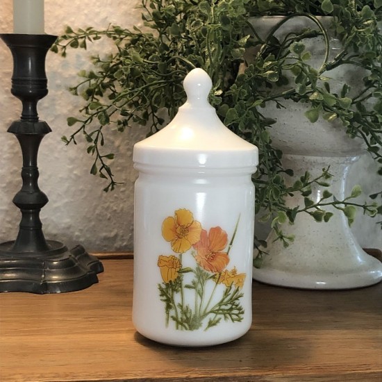 Krukke i Opaline glas med blomster