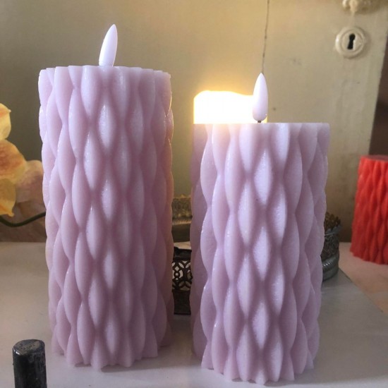 LED Bloklys 12 cm pale pink