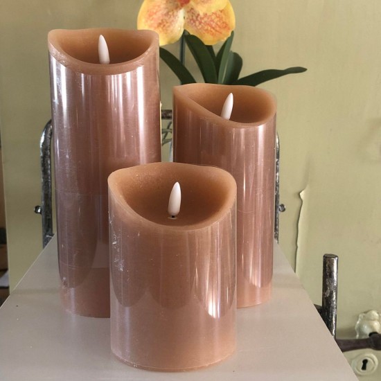 LED Bloklys 12 cm lys terracotta