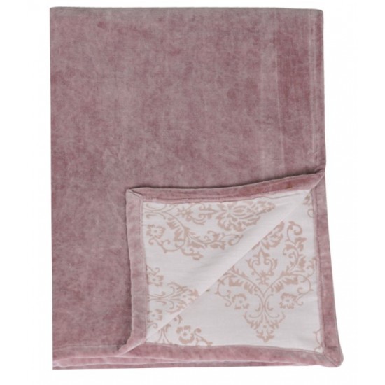 Blødt og lækkert velour plaid med print på bagside Powder rose