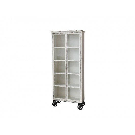 Vitrineskab med glaslåger H200cm Creme - Gratis Levering