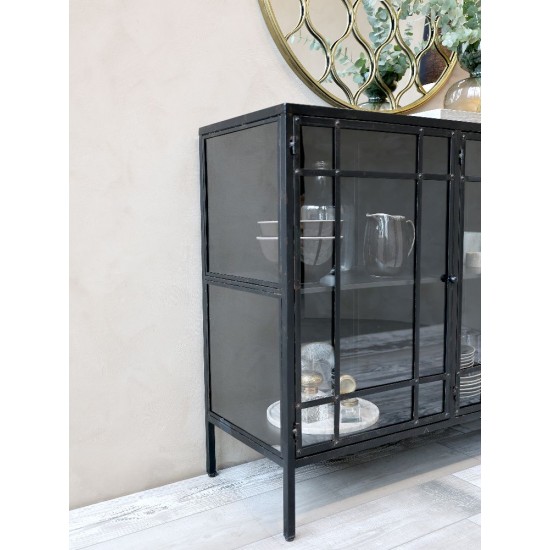 Vitrine med glaslåger 156cm - Gratis Levering 