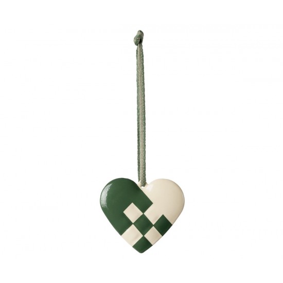 Metal ornament lille hjerte Maileg Dark green