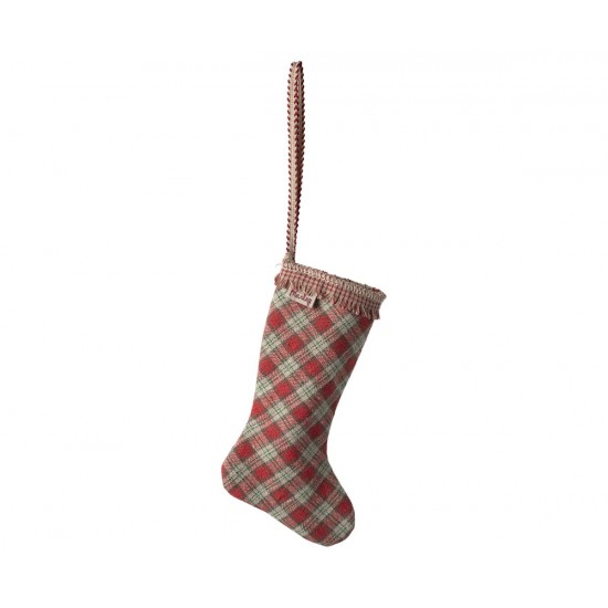 Maileg Julestrømpe ornament, Checker - Red