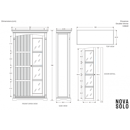 Hvidt vitrineskab med hylder og glaslåger B100cm i 2 dele - Gratis Levering