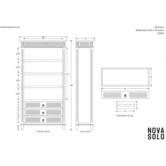 Hvid reol med skuffer og åbne hylder B100cm - Gratis Levering