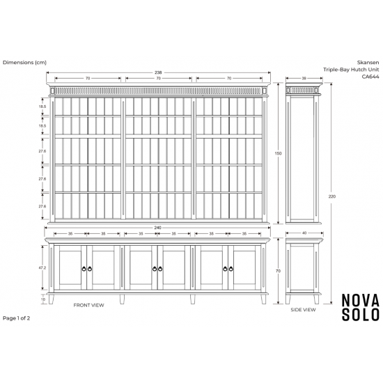 Stor Hvid reol med skabe og åbne hylder B240cm