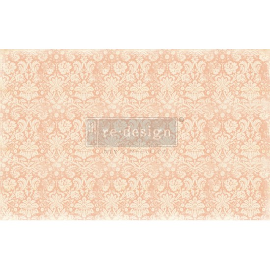 Decoupage Papir - Peach Damask B48xH75cm