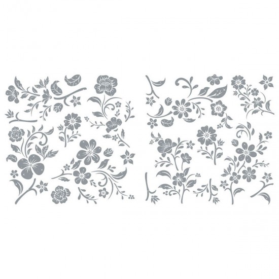 Transfer Hokus Pokus - Blooms - Silver - 2 ark 30x30cm