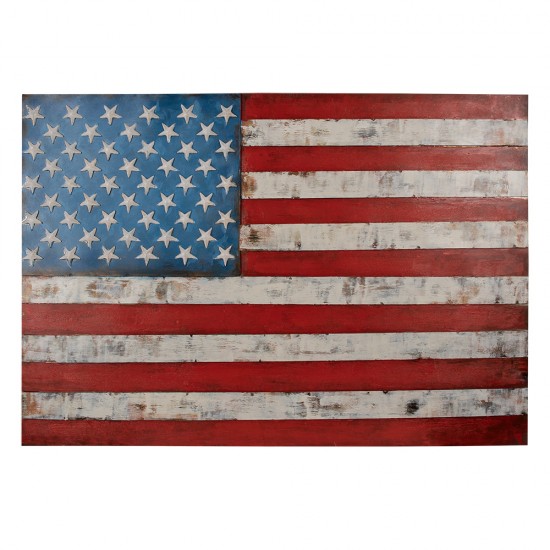 Vægdekoration USA Flag 97x63 cm - lavet på genbrugsmetalplader