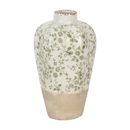 Vase med grønne blomster H34 cm