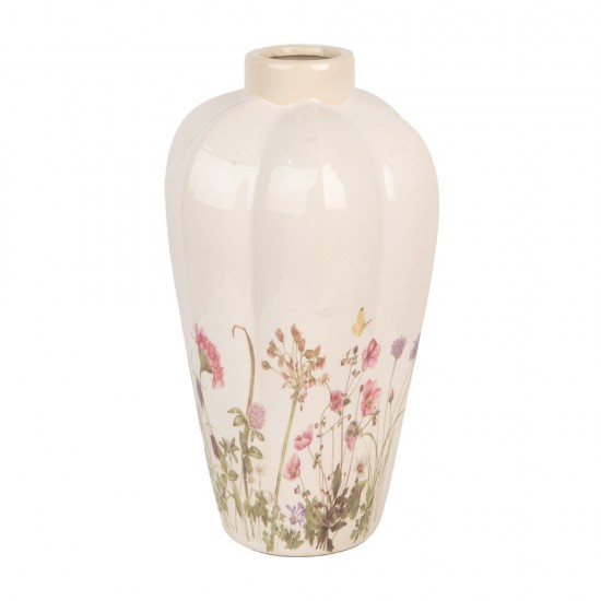 Vase med engblomster H34 cm