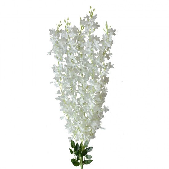 Dekorationsgren med blomster hvid H80cm