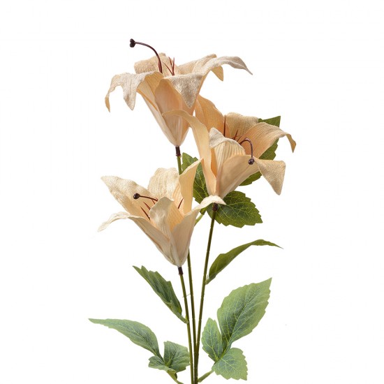 Dekorationsgren med blomster beige H72cm