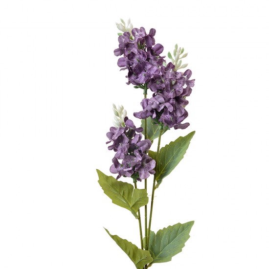 Dekorationsgren med blomster lilla H71cm