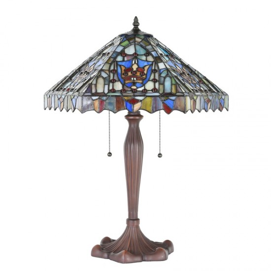 Tiffany Bordlampe med 2 fatninger H60cm Ø47cm