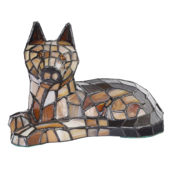 Tiffany Bordlampe Hund H13cm