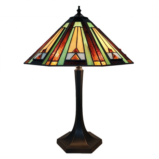 Tiffany bordlampe Brun-Beige-Grøn H54cm