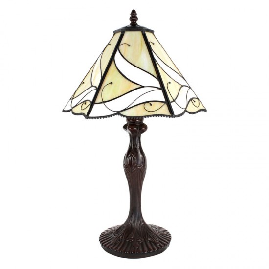 Tiffany bordlampe Hvid-brun H43cm