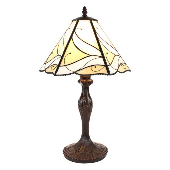 Tiffany bordlampe Hvid-brun H43cm