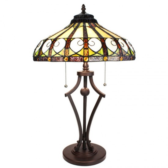 Tiffany  bordlampe til 2 pærer Ø41xH64cm