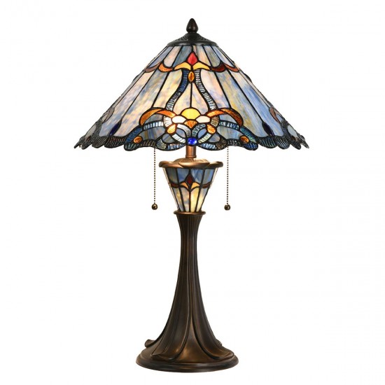 Bordlampe Tiffany Blå Ø40xH61 cm