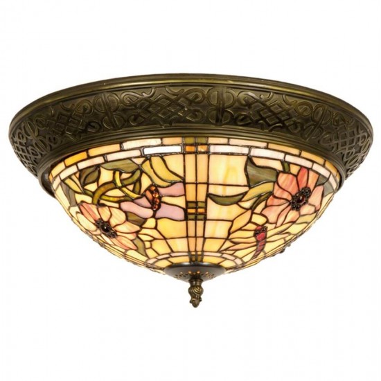 Loftslampe i Tiffany glas brune nuancer