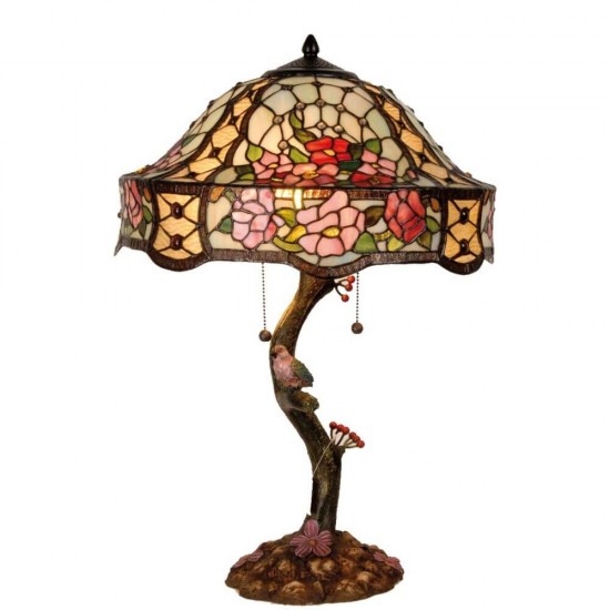 Bordlampe Tiffany skærm blomster 62cm høj