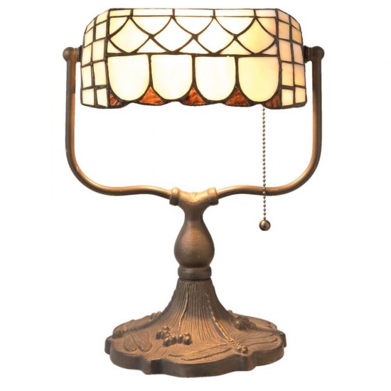 Bordlampe Tiffany glas med tænd-sluk snor