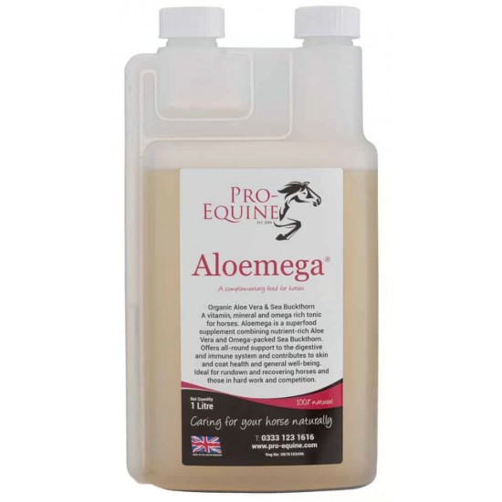 Aloemega 1 liter - næringsrig og Omega-pakket tonic til din hest