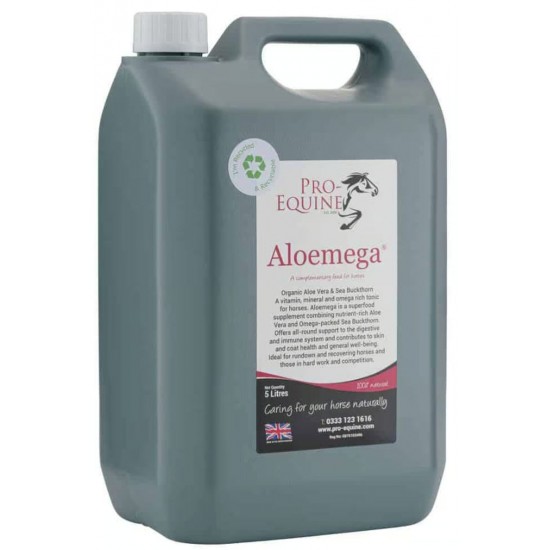 Aloemega 5 liter - næringsrig og Omega-pakket tonic til din hest