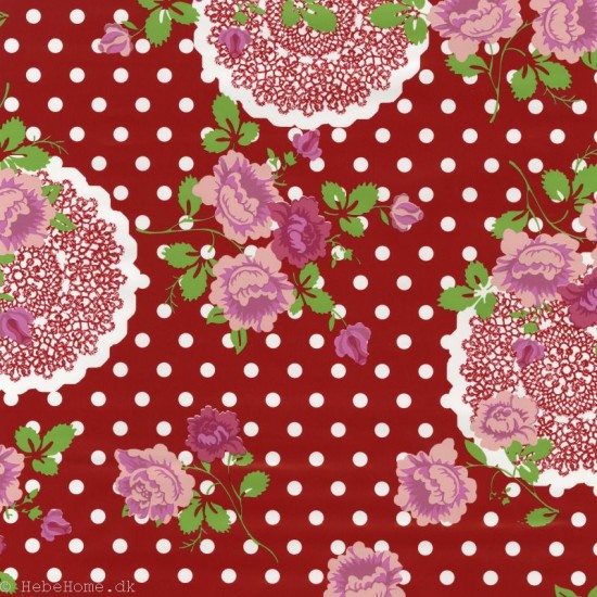 Folie DOTS EN FLOWERS RED 45cm x 2m