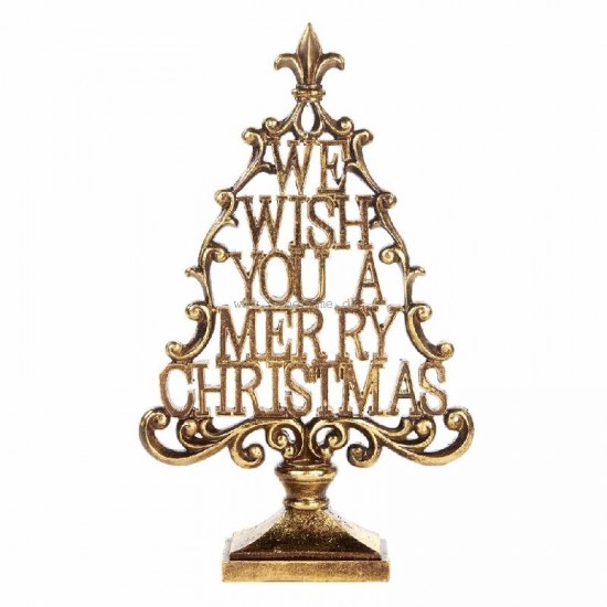 Wishing a Merry Christmas Træ 42 cm - Guld