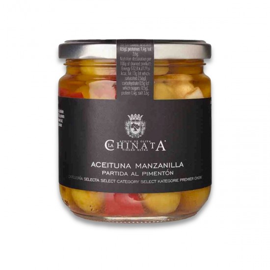 Manzanilla Oliven med Paprika & Hvidløg - 370 gram Chinata