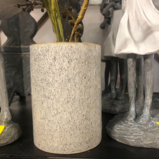 Vase 10 cm grå stentøj