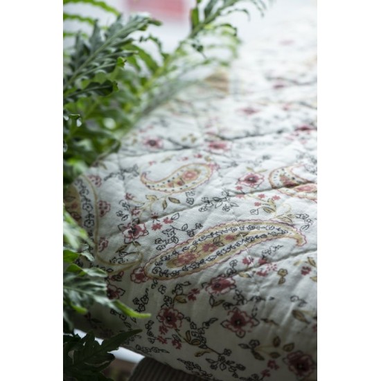 Quilt creme med coral sands og gul paisley