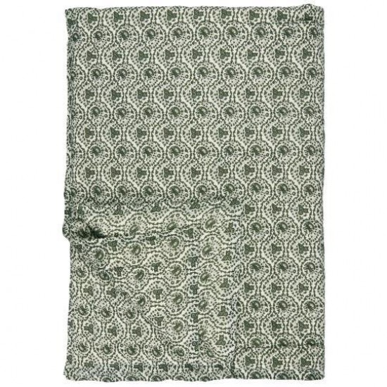 Quilt Ane hvid med myrtle green mønster Ekstra tyk