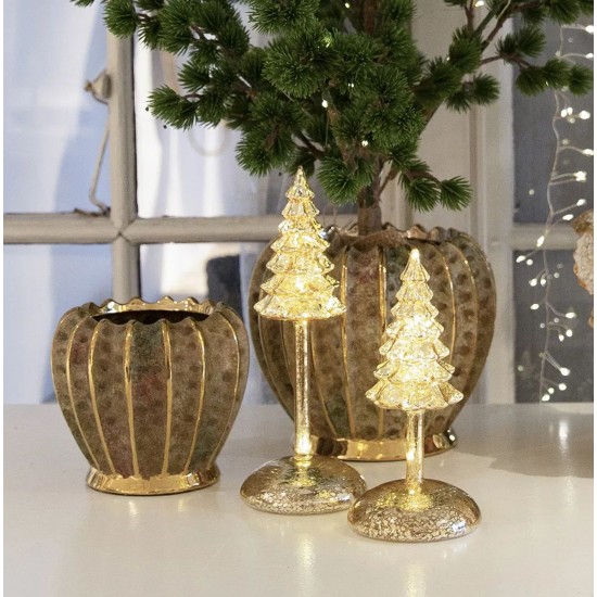 LED Glaslampe guld juletræ 20cm