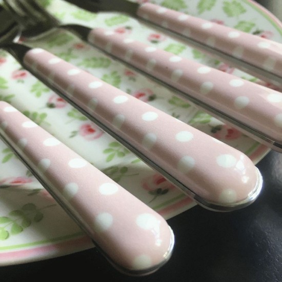 Gratis Palet & 24 dele Bestik til 6 Personer Pale pink Polka Dots