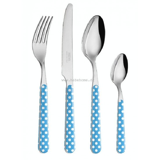 4 dele Bestik til 1 Person Light Blue Polka Dots