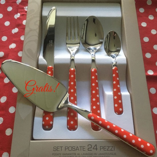 Gratis Palet & 24 dele Bestik til 6 Personer Red Polka Dots