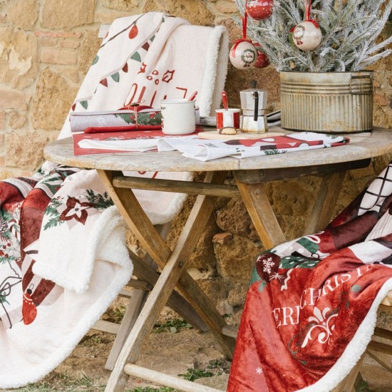 Vamset vinter plaid 130x160 cm -  Holly Jolly